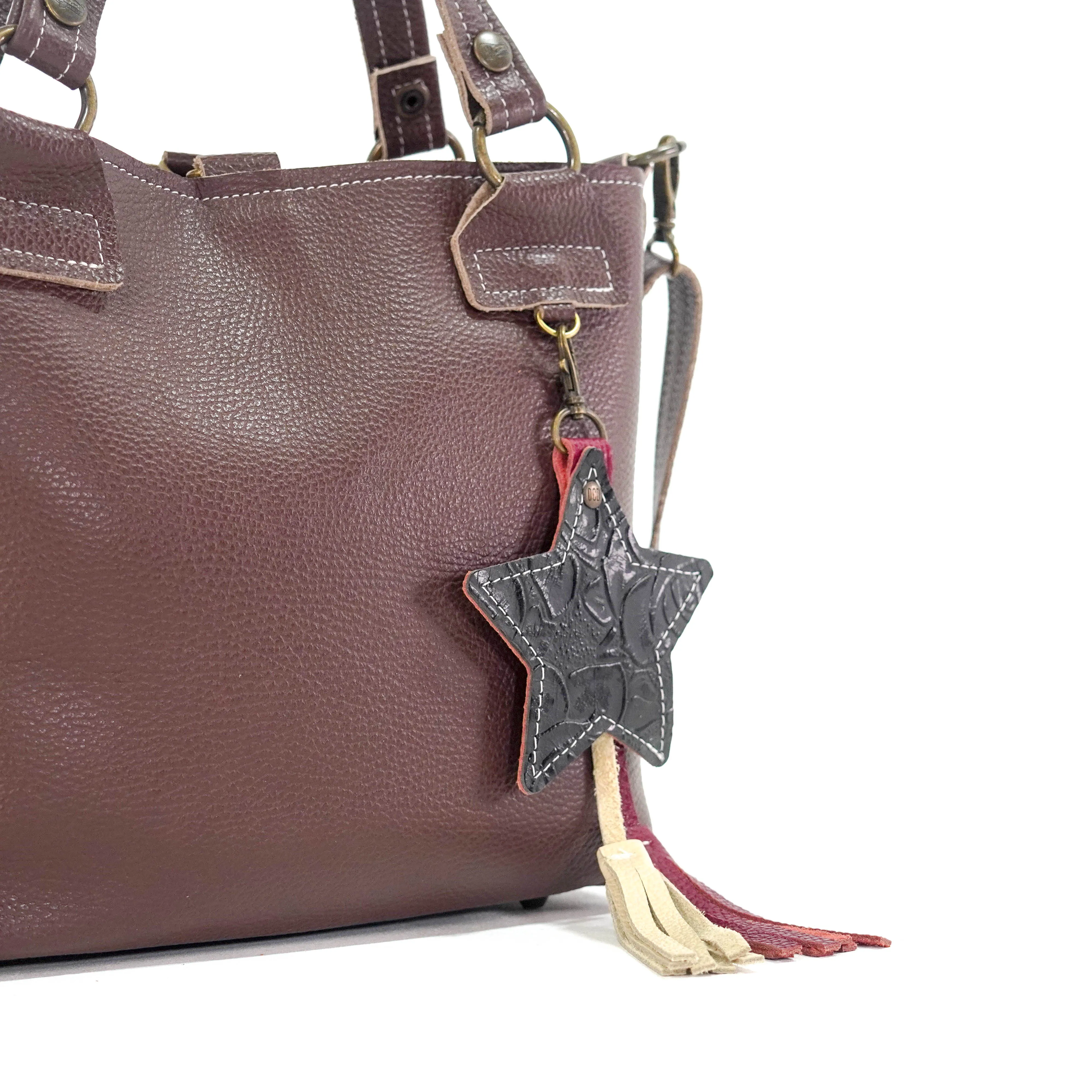 Bag Charm - All Embossed w/ Onyx Roses