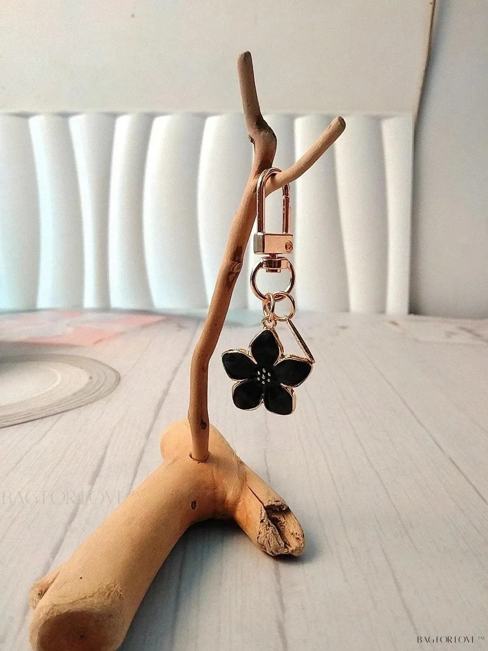 BagForLove - Delicate Cherry Blossom Shaped Keychain with Personalized ID Tag