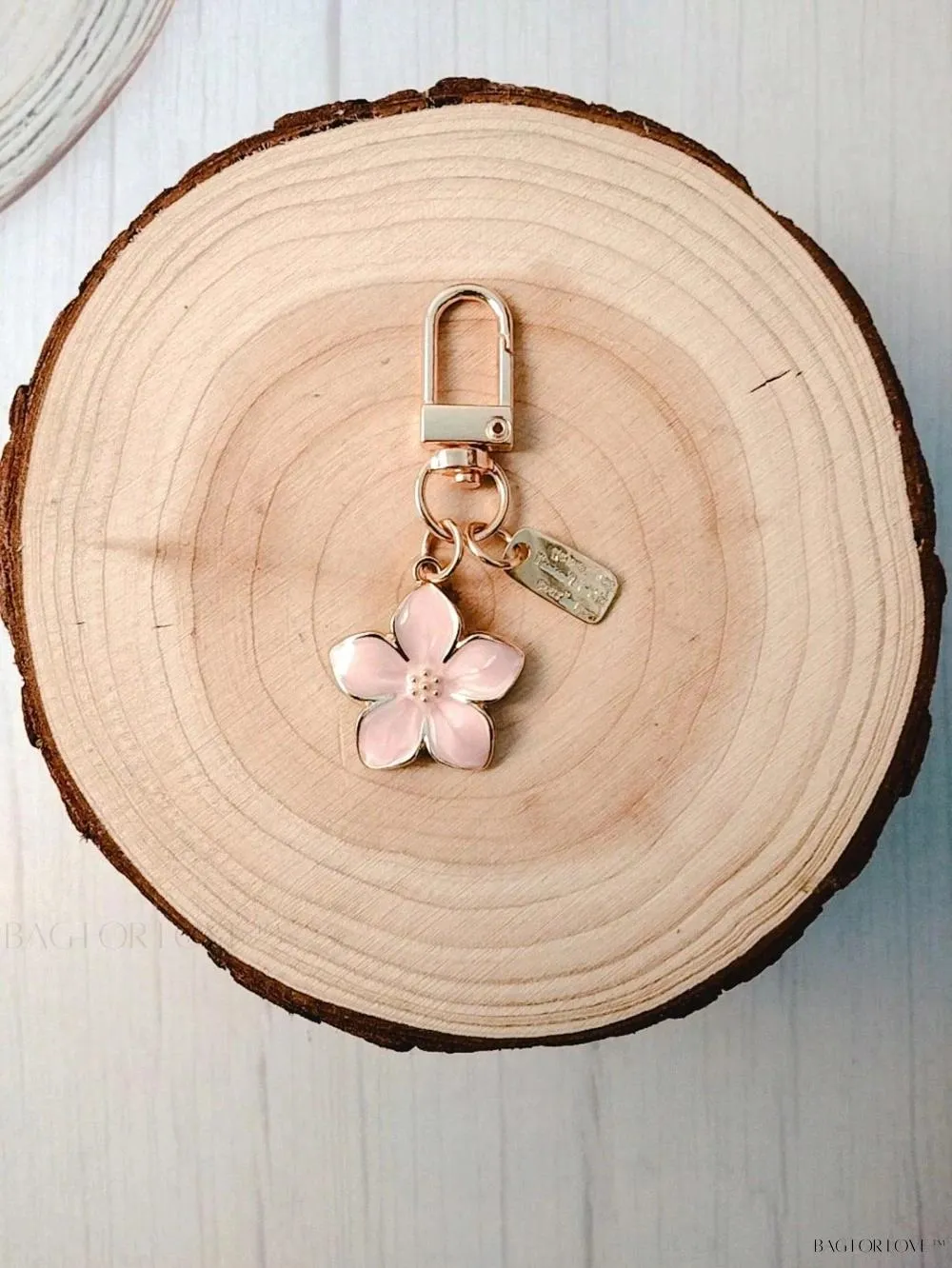 BagForLove - Delicate Cherry Blossom Shaped Keychain with Personalized ID Tag