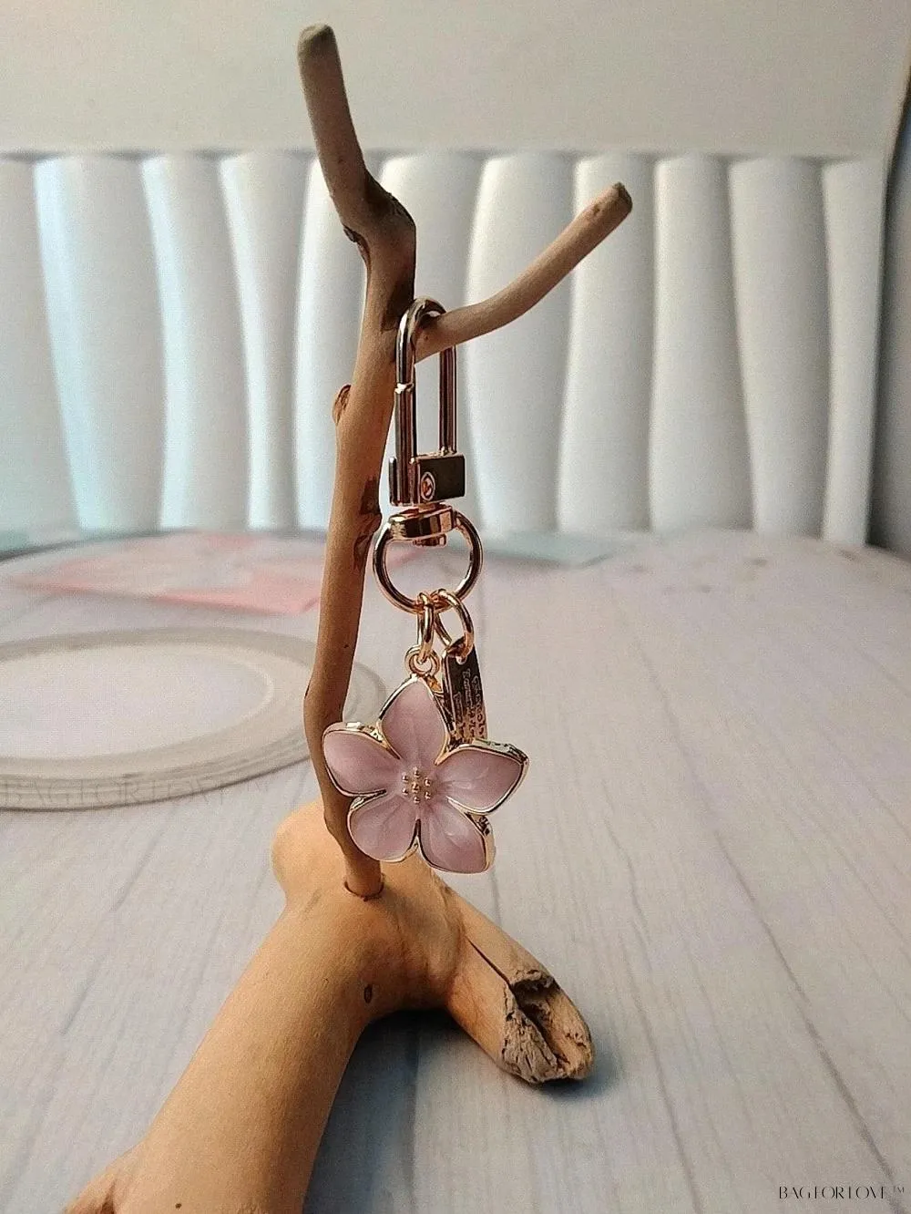 BagForLove - Delicate Cherry Blossom Shaped Keychain with Personalized ID Tag