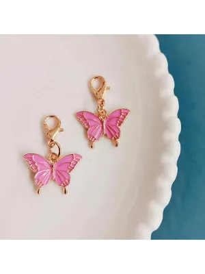 BagForLove - Delicate Metallic Pink Butterfly Clasp Zipper Keychain Gift