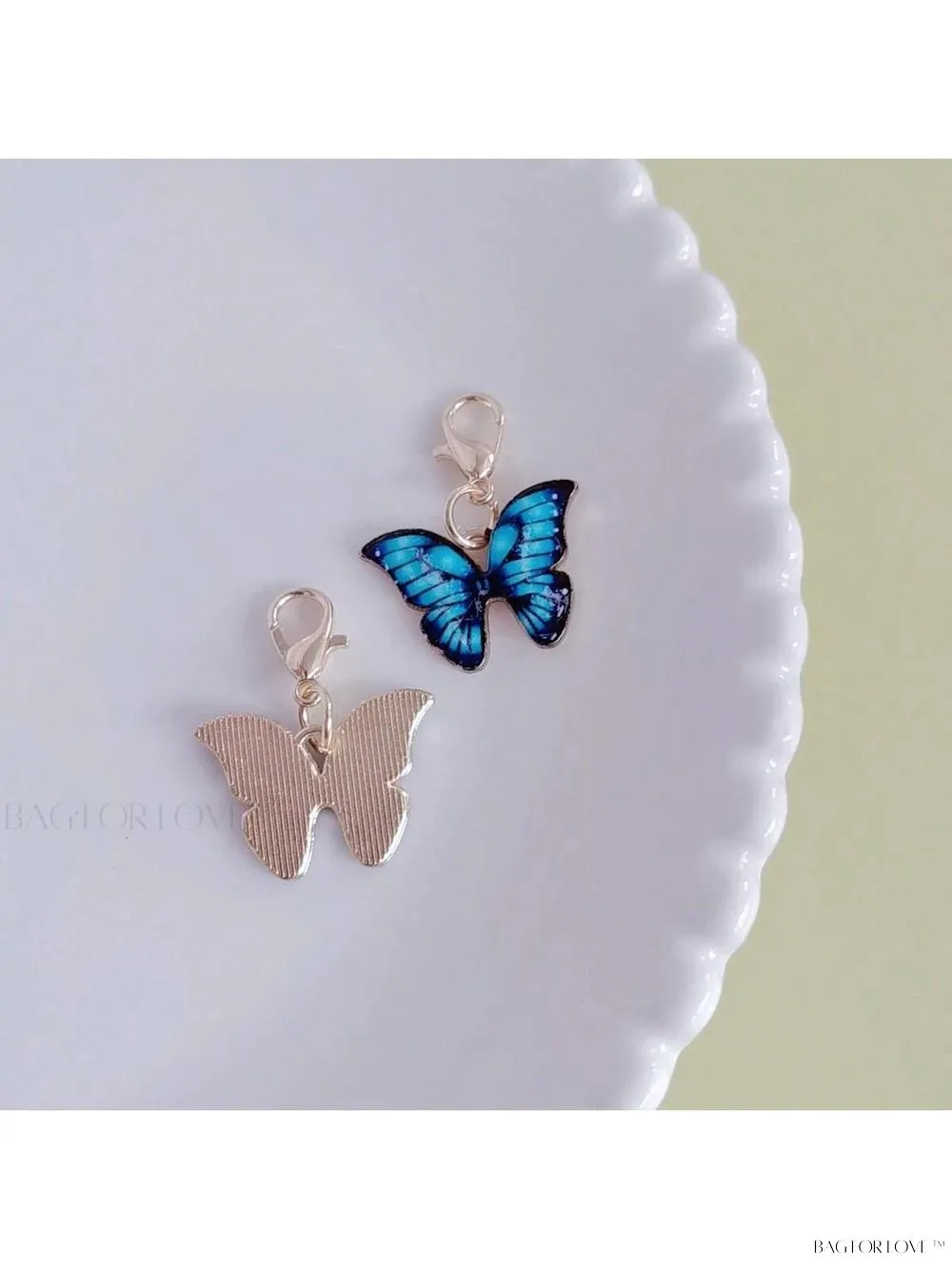 BagForLove - Delicate Metallic Pink Butterfly Clasp Zipper Keychain Gift