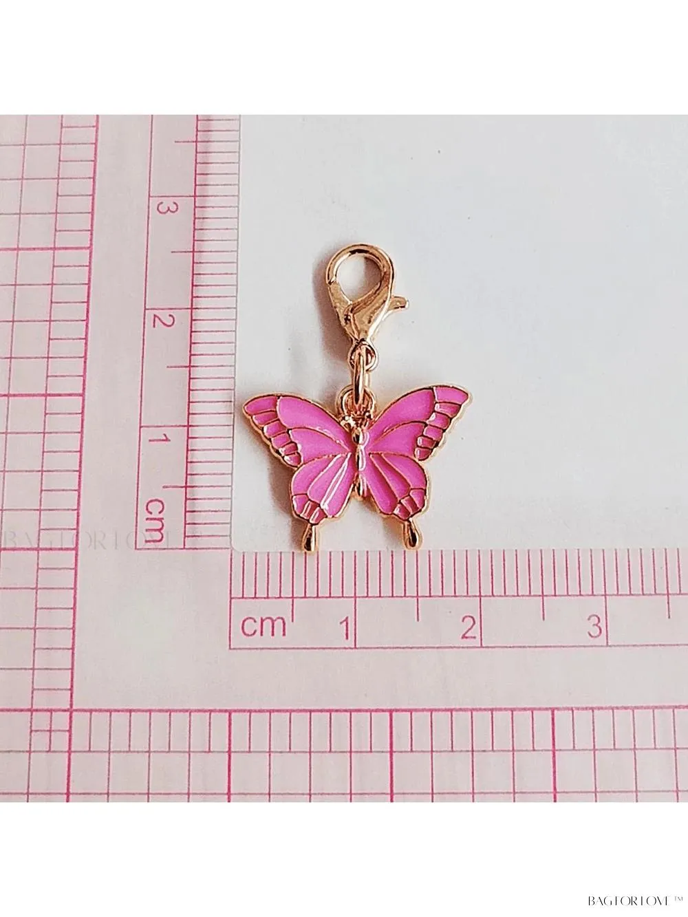 BagForLove - Delicate Metallic Pink Butterfly Clasp Zipper Keychain Gift