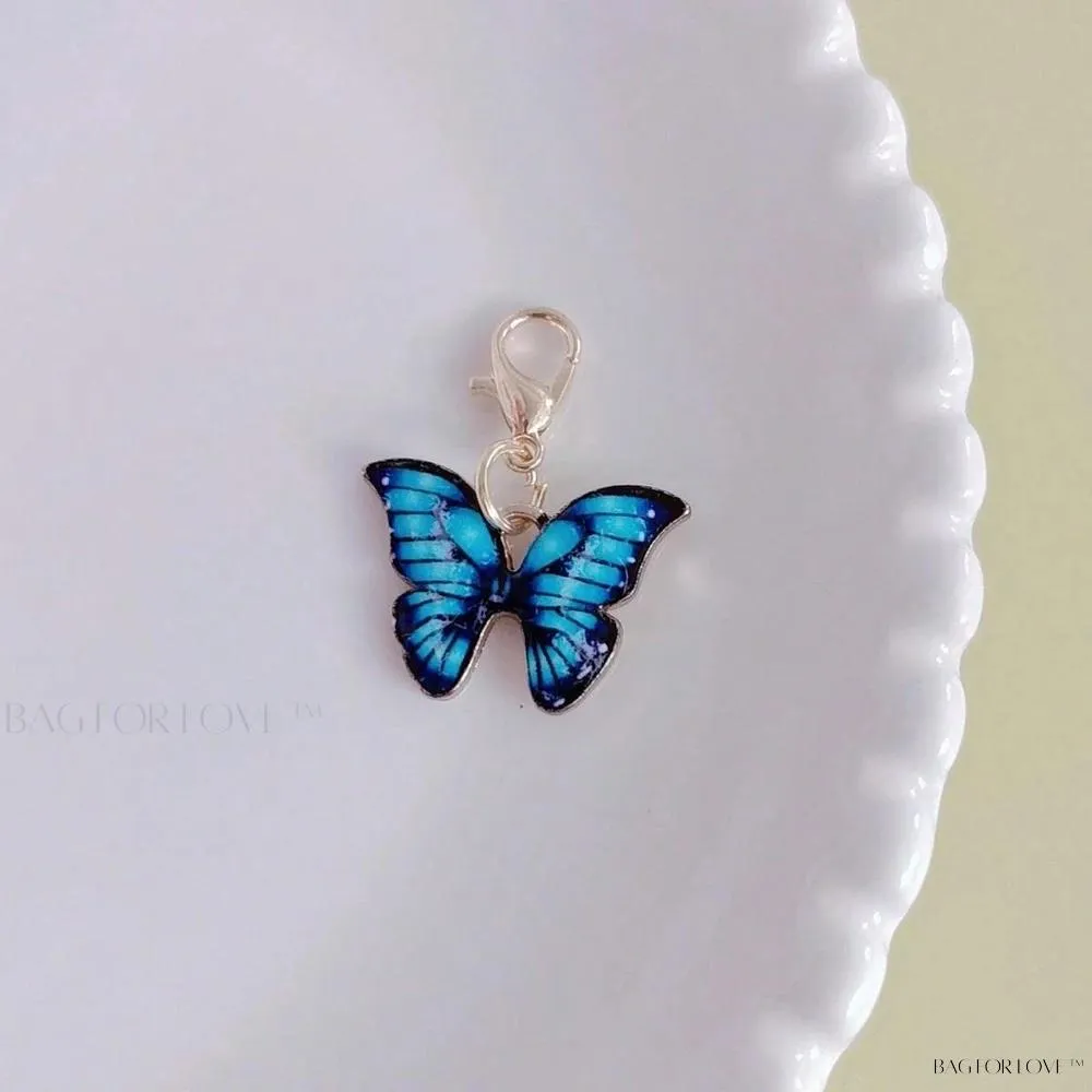 BagForLove - Delicate Metallic Pink Butterfly Clasp Zipper Keychain Gift