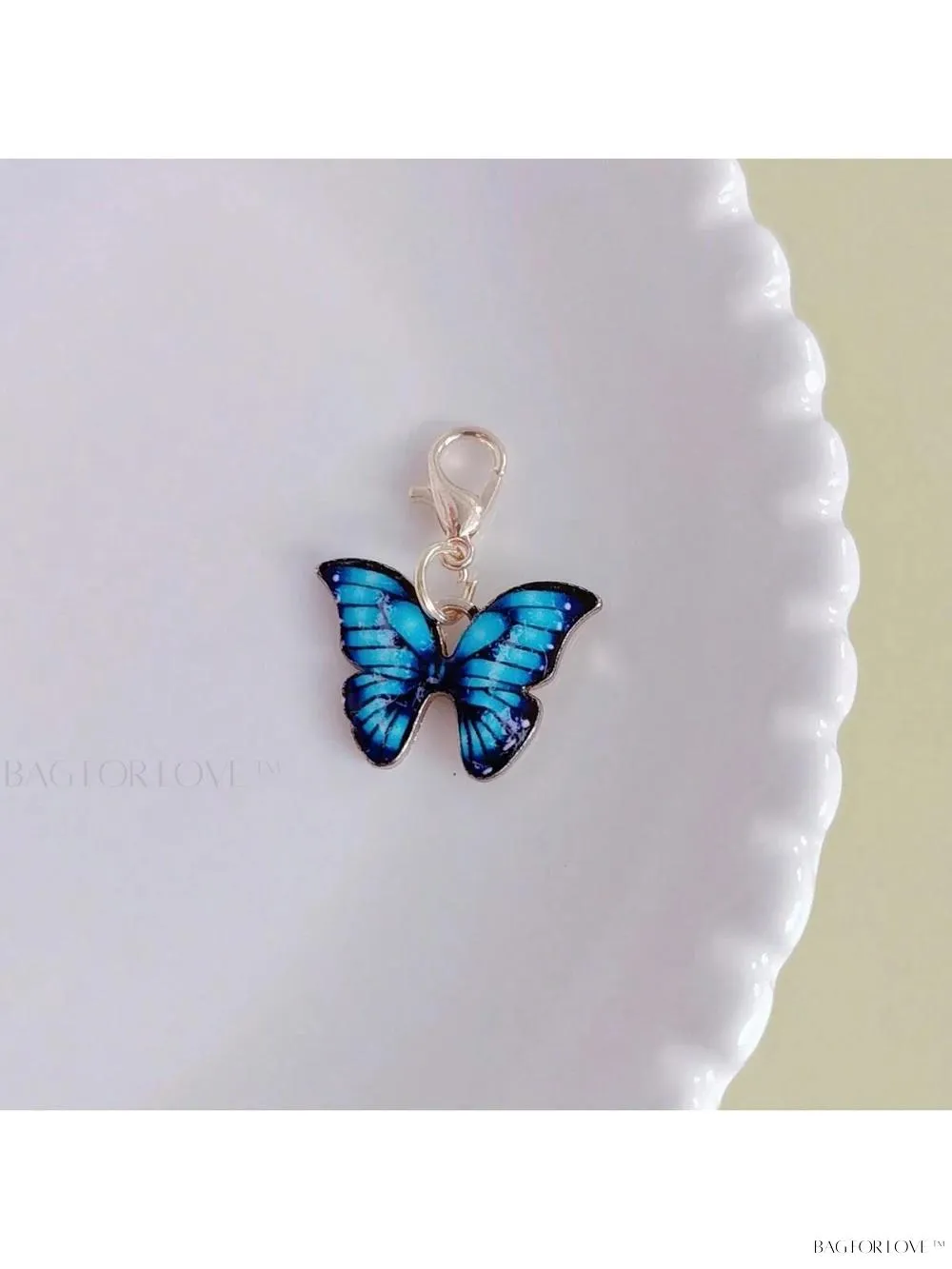 BagForLove - Delicate Metallic Pink Butterfly Clasp Zipper Keychain Gift