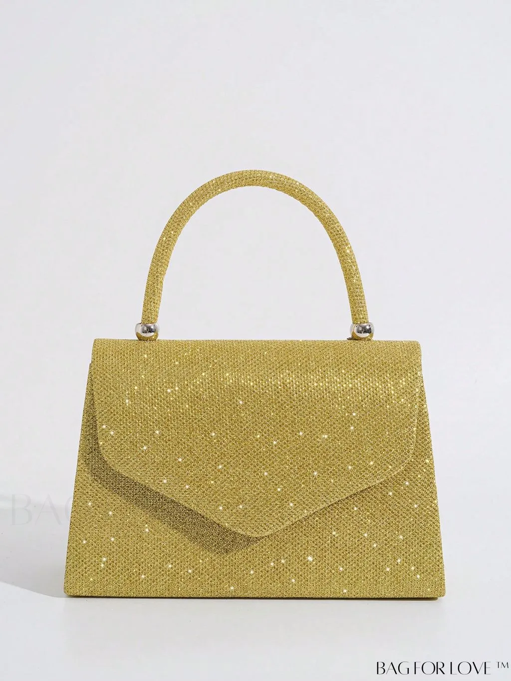 BagForLove - Glittery Flap Square Bag: Top Handle, Perfect for Weddings, Proms & Party Events