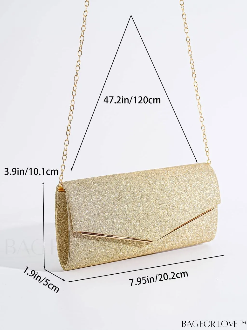 BagForLove - Prom Party Glam Envelope Bag - Small, Glittery & Elegant