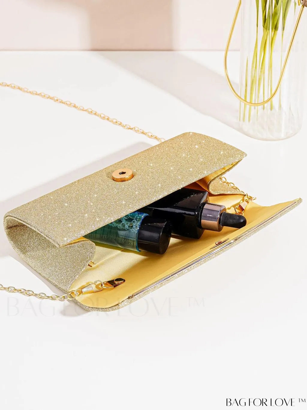 BagForLove - Prom Party Glam Envelope Bag - Small, Glittery & Elegant