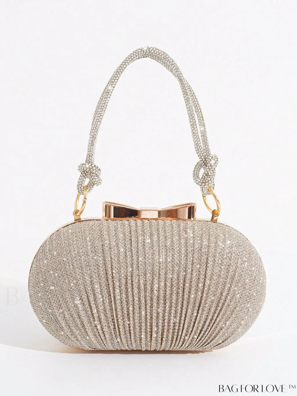 BagForLove - Rhinstone Bow Mini Box Bag: Glittery Glam Bride Purse for Weddings, Proms, and Parties