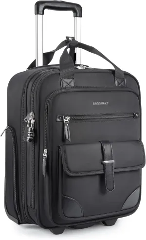 BAGSMART Carry on Luggage with Wheels, 16-inch Underseat Travel Suitcase Airline approved, Lightweight Softside Carry-on Luggage for Airplanes Women Overnight Rolling Bags for Short Trip, Black