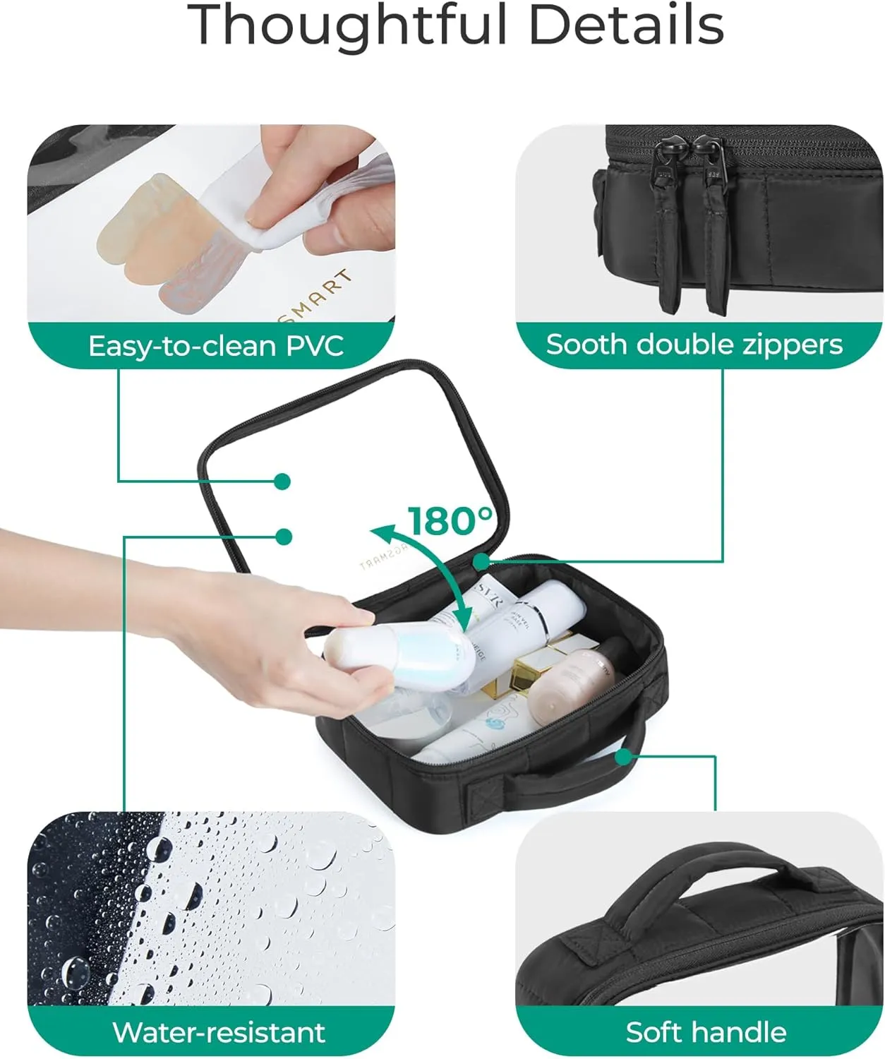 BAGSMART Clear TSA-Approved Toiletry Bag, 2 Pack Clear Makeup Bag with Handle, Quart Sized Travel Toiletry Organizer for Women