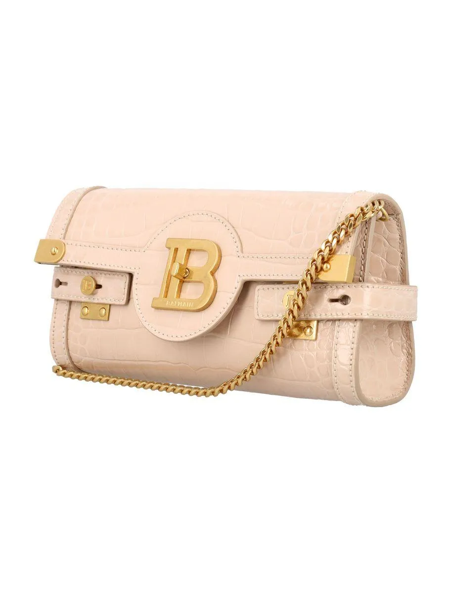 Balmain B-Buzz 23 Croc-Embossed Leather Clutch