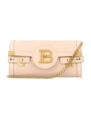Balmain B-Buzz 23 Croc-Embossed Leather Clutch