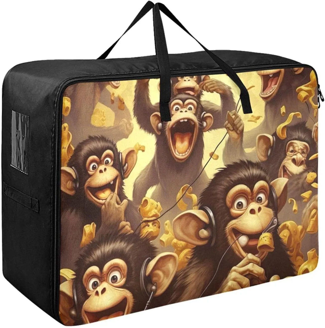 Banana Monkeys Storage Bag, 27.5x19.7x11 in, Garment Storage Organizer Travel Cargo Duffel Bags Zippered Storage Bag for Moving
