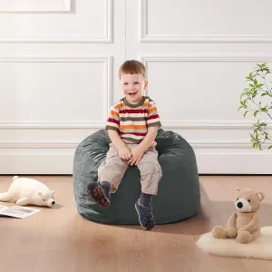 Bean Bag Chairs for Kids - Memory Foam Furniture BeanBag Chair - Kids/Teens Sofa with Soft Micro Fiber Cover - Round Fluffy Couch for Living Room Bedroom College Dorm - 2 ft, Grey
