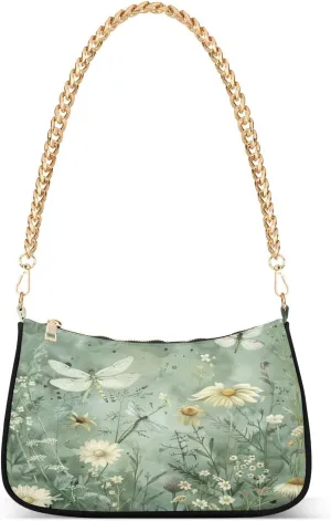 Beautiful Dragonfly （1） Shoulder Bag for Women, Handbag with Chain Strap, Soft Purse Tote Bag for Ladies