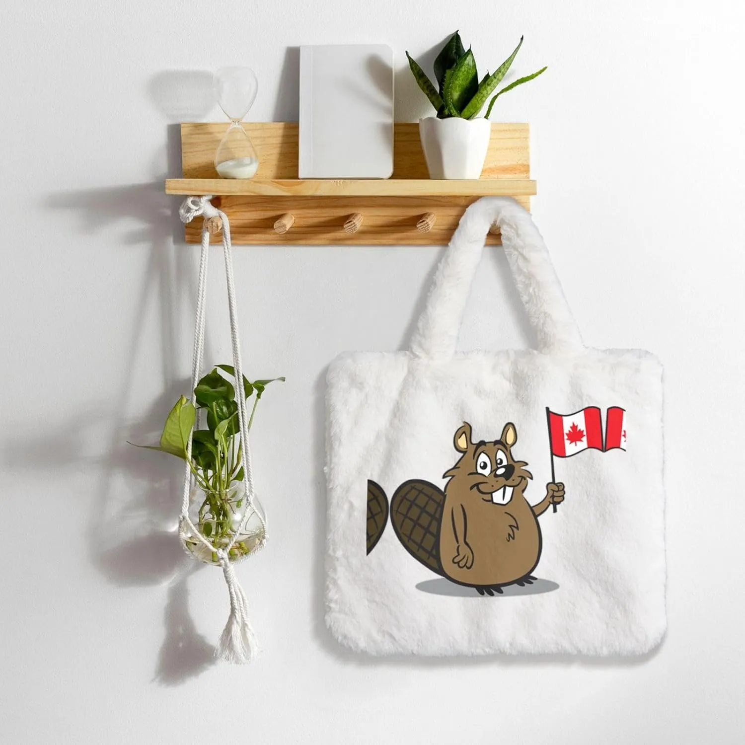 Beaver Printing Soft Plush Handbag For Womens Tote Bag For Women,Women Satchel Bags Wallet Purse For Gifts
