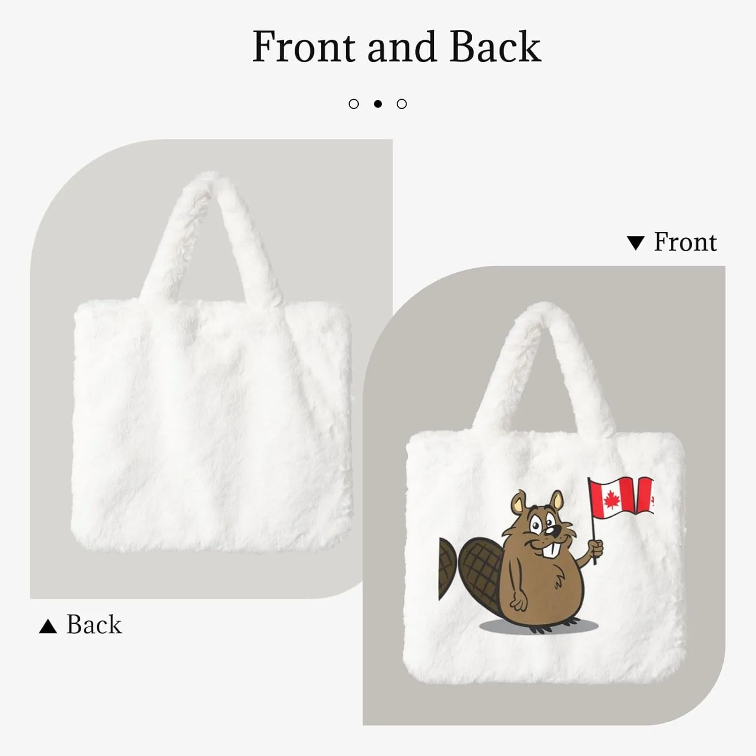 Beaver Printing Soft Plush Handbag For Womens Tote Bag For Women,Women Satchel Bags Wallet Purse For Gifts