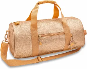 Bixbee Kids Duffle Bag, Dance Bag & Travel Bag for Sports, Gymnastics, Ballet & Overnight with Adjustable Strap, Zippers, Pockets, and Flake-Resistant Glitter - 17 x 9 x 9 IN - Sparkalicious Gold
