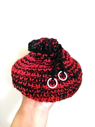 Black and Red Sparkle Large Dice Bag, Drawstring Bag for DND & Tabletop Games, Large Dice Pouch