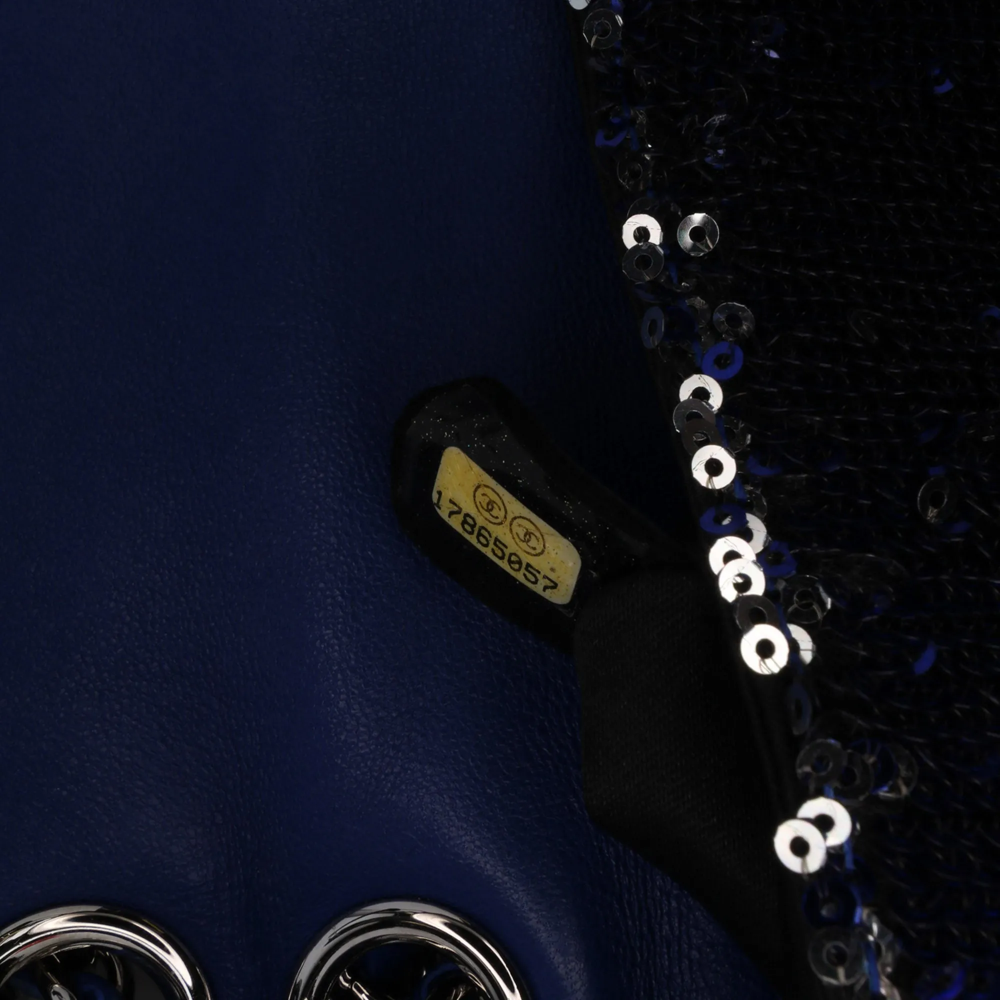Blue Chanel Medium Classic Sequin Single Flap Shoulder Bag