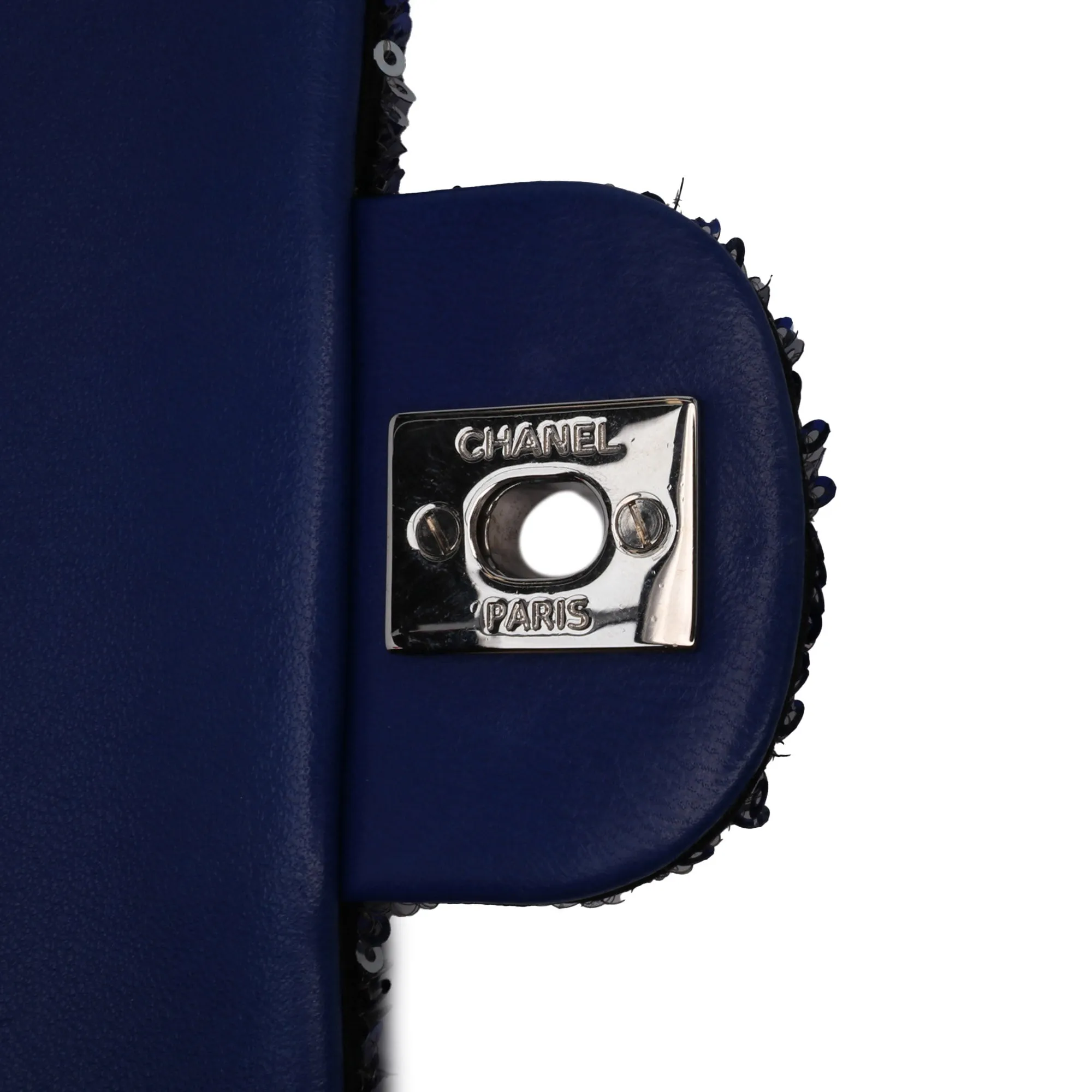 Blue Chanel Medium Classic Sequin Single Flap Shoulder Bag
