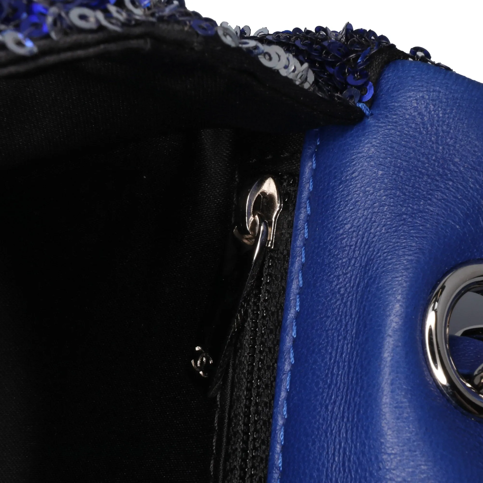 Blue Chanel Medium Classic Sequin Single Flap Shoulder Bag