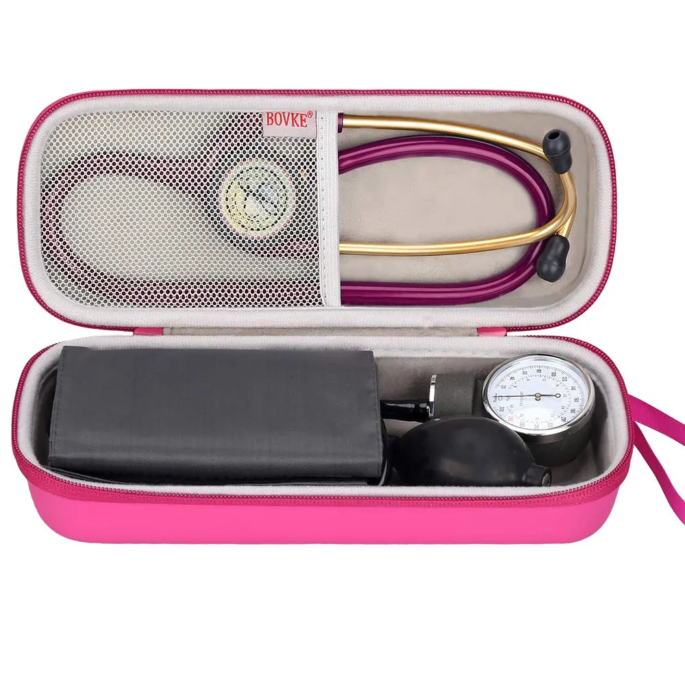 BOVKE Travel Carrying Case Compatible with 3M Littmann Classic III,MDF Acoustica Deluxe Stethoscopes - Extra Room for Medical Bandage Scissors EMT Trauma Shears and LED Penlight, Raspberry