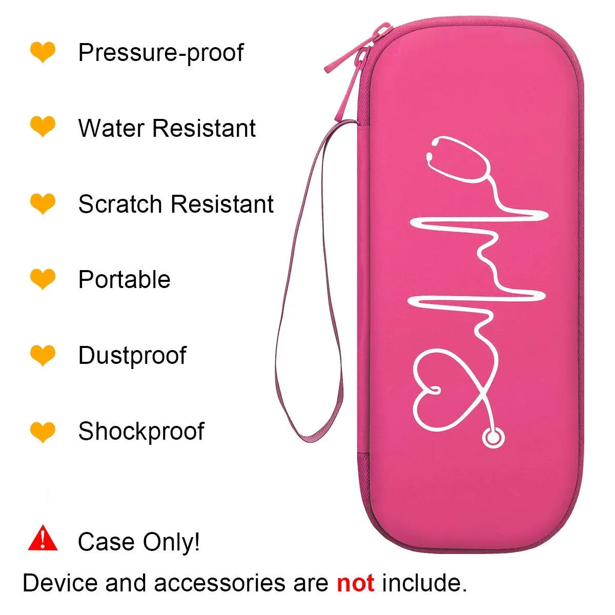 BOVKE Travel Carrying Case Compatible with 3M Littmann Classic III,MDF Acoustica Deluxe Stethoscopes - Extra Room for Medical Bandage Scissors EMT Trauma Shears and LED Penlight, Raspberry
