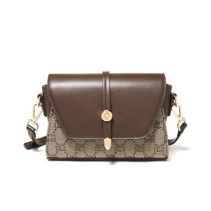 Brand Signature Design Lady Shoulder Bag Fabric&PU Leather Panelled Crossbody  Monogram Retro Flap