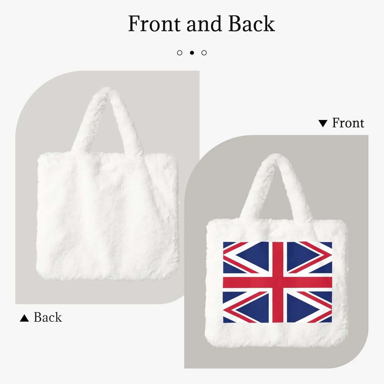 British Flag Printing Fluffy Shoulder Bag Ladies Plush Underarm Bag Tote Bag Furry Purse Handbag For Work Travel