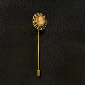Brown & White Vintage Cameo Stick Pin