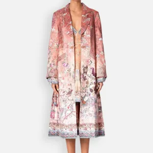 Camilla All My Avignon Dusty Pink Floral Long Coat Medium ~ AU12