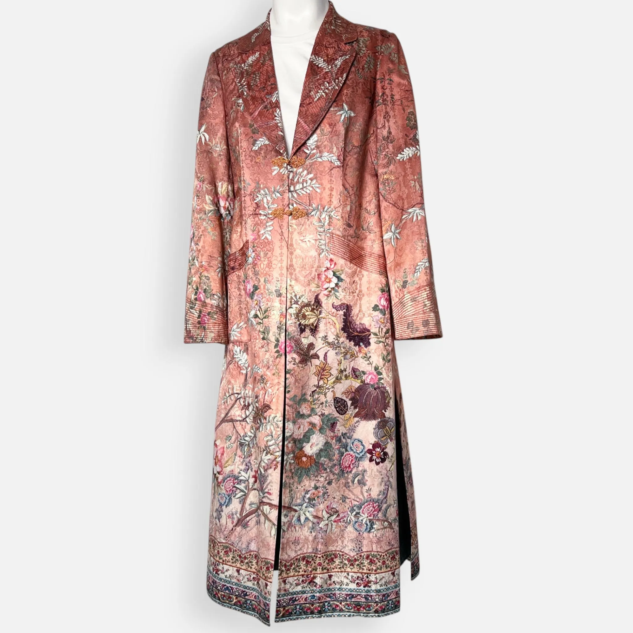 Camilla All My Avignon Dusty Pink Floral Long Coat Medium ~ AU12