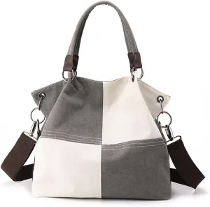 Canvas Crossbody Bag for Women Patchwork color collision Vintage Multi-pocket Work Shoulder Crossbody Bag for Womens