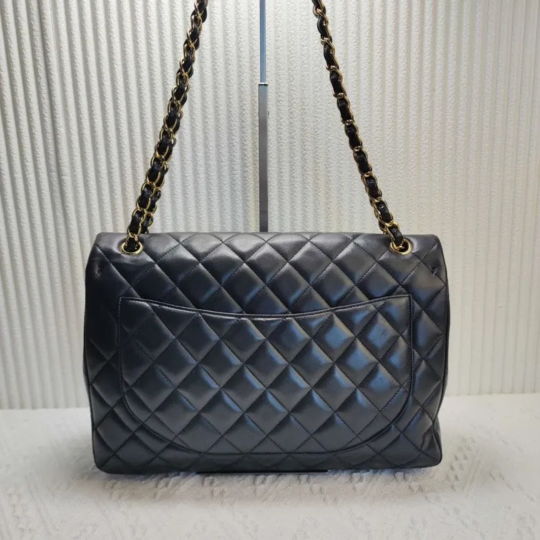 Chanel CF Maxi Lambskin Shoulder Bag Black