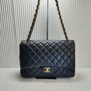 Chanel CF Maxi Lambskin Shoulder Bag Black