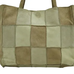 CHANEL Suede Patchwork Shoulder Tote Bag Beige 6th Series Ladies