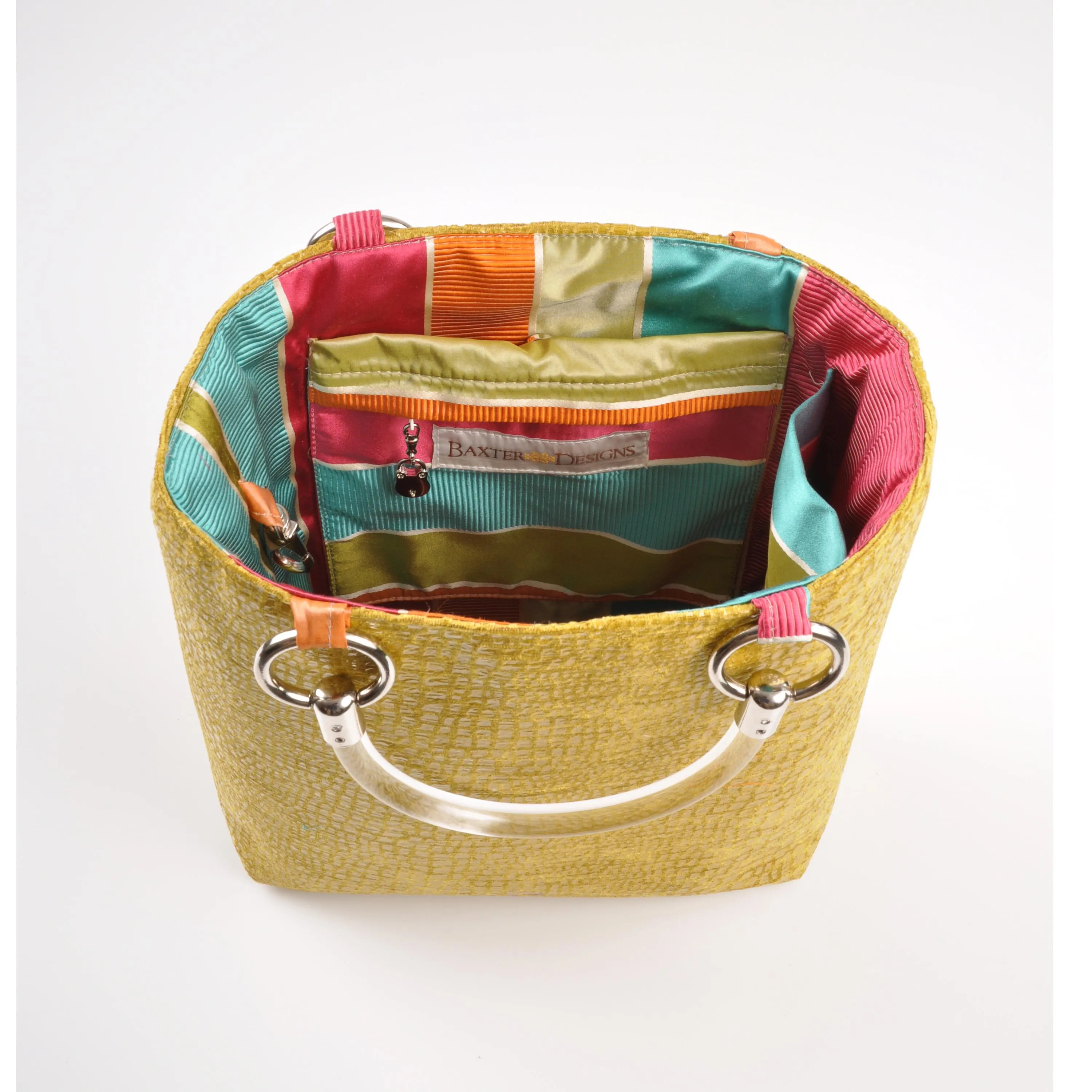 Chartreuse Snake Embossed Tote (Small)