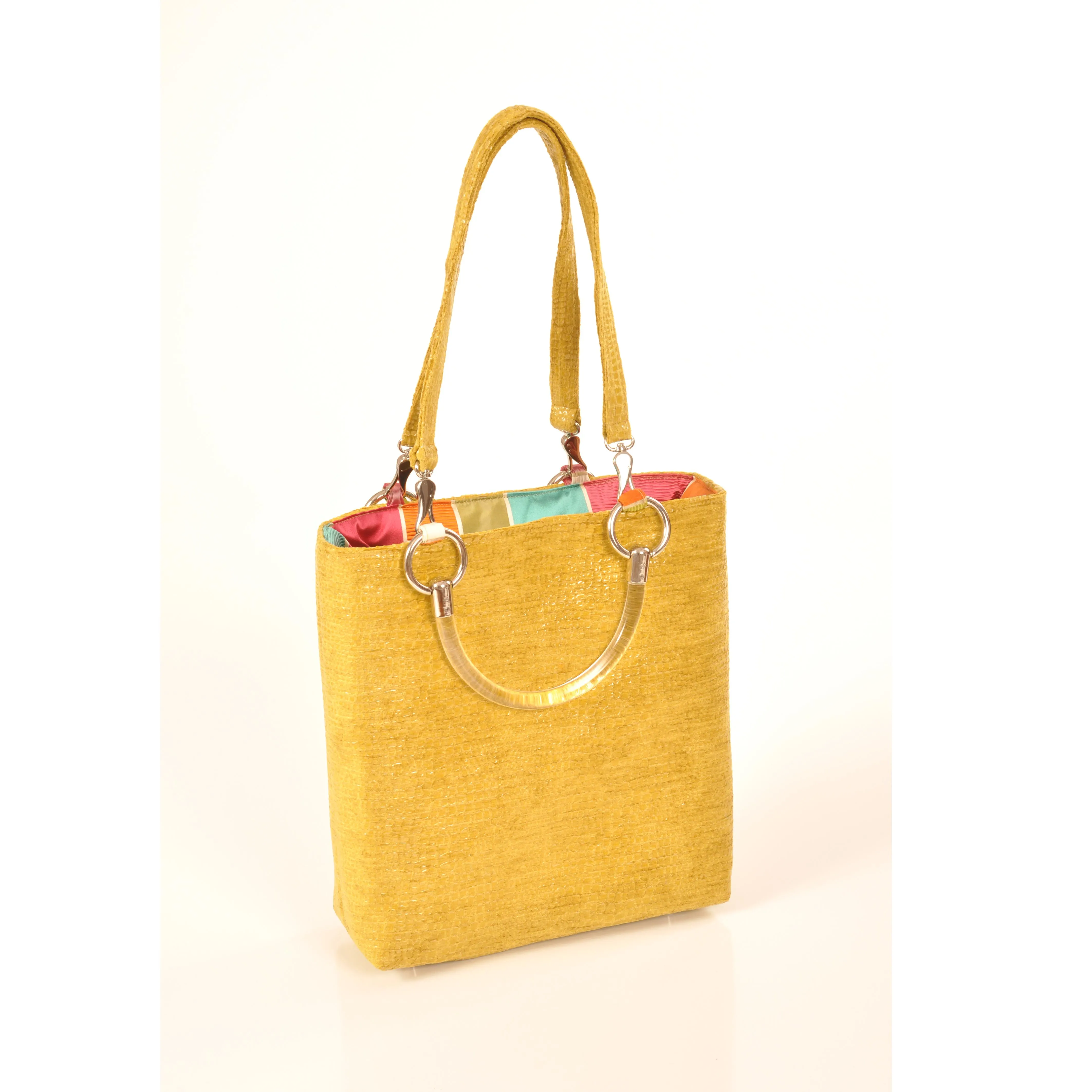 Chartreuse Snake Embossed Tote (Small)