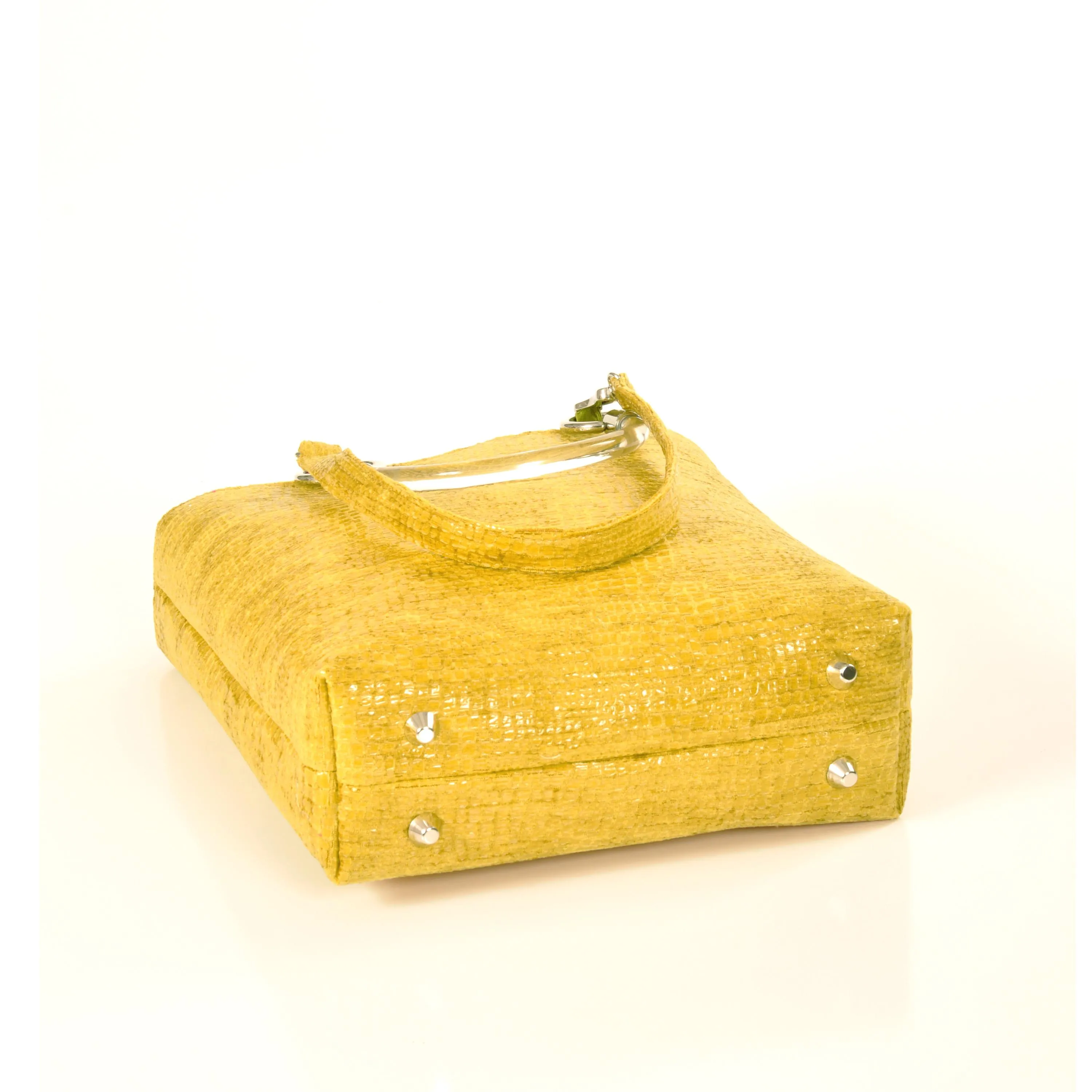 Chartreuse Snake Embossed Tote (Small)