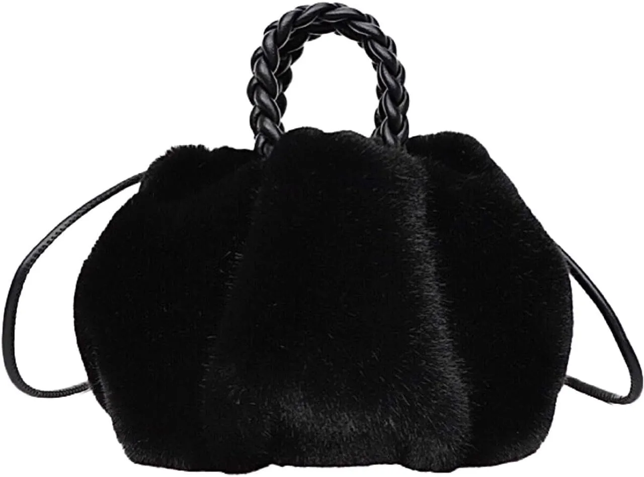 Cloud Shoulder Bag Furry Purse Fluffy Fuzzy Handbags for Women Plush Faux Fur Small Mini Bag for Autumn Winter