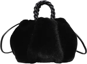 Cloud Shoulder Bag Furry Purse Fluffy Fuzzy Handbags for Women Plush Faux Fur Small Mini Bag for Autumn Winter