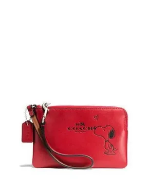 COACH X PEANUTS SNOOPY KISS ZIP WRISTLET WALLET/ PHONE CASE