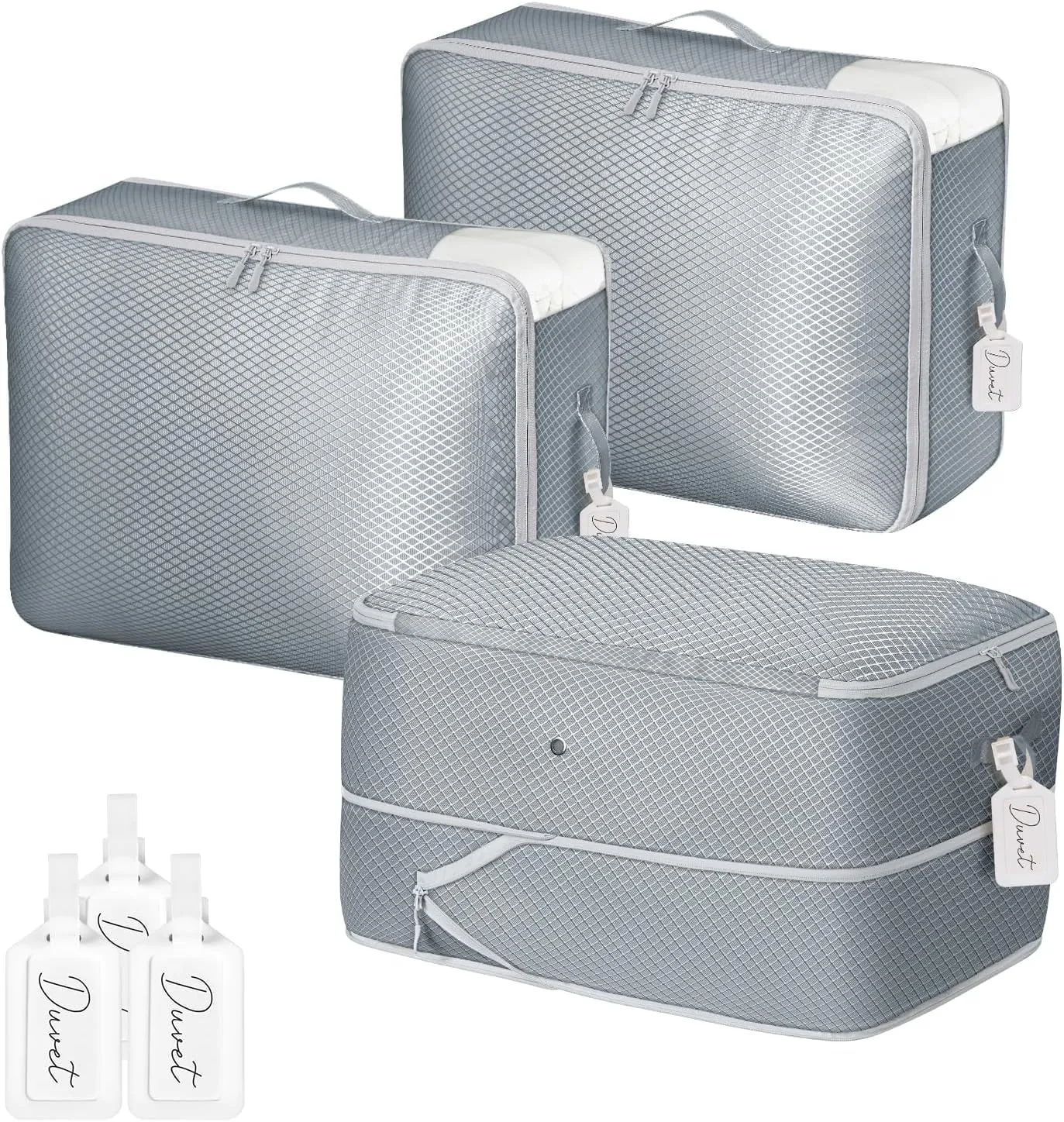 Comforter Storage Bag 66 L - 4 Pack Blanket Storage Organizer Compression Bags, Large Capacity Ultra Space Saving Self Organize for Bedding, Pillow, Duvet, Sheet Storage with Zipper Window