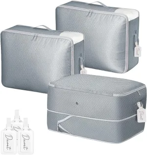 Comforter Storage Bag 66 L - 4 Pack Blanket Storage Organizer Compression Bags, Large Capacity Ultra Space Saving Self Organize for Bedding, Pillow, Duvet, Sheet Storage with Zipper Window