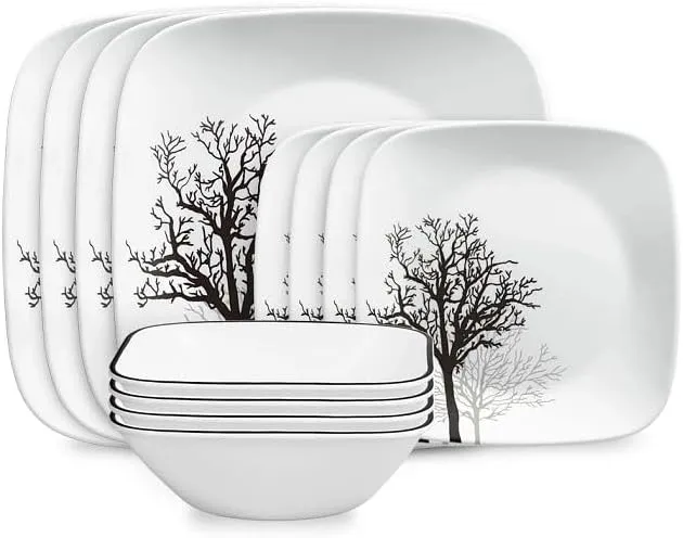 Corelle® Timber Shadows Square 12-piece Dinnerware Set, Service for 4