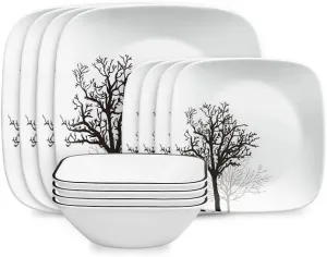 Corelle® Timber Shadows Square 12-piece Dinnerware Set, Service for 4