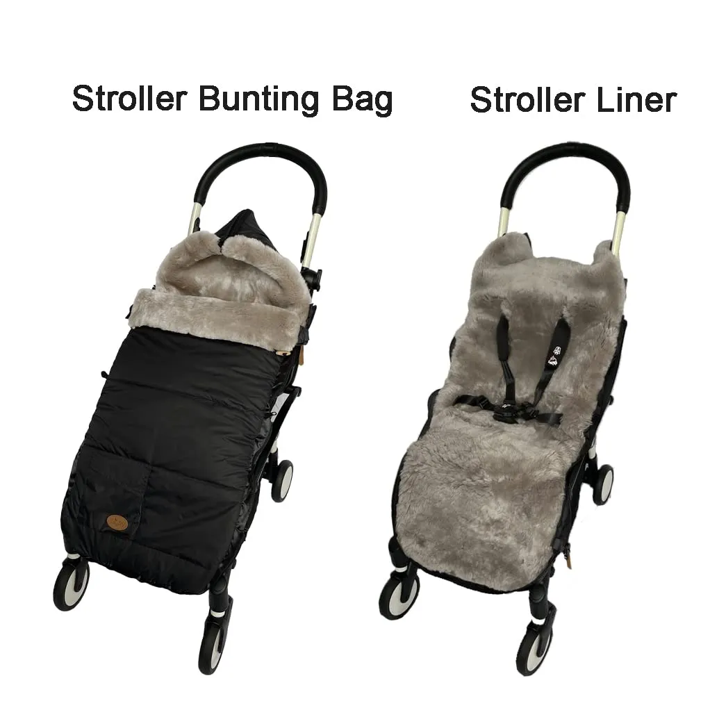 CozyMEe Australian Sheepskin Footmuff, Waterproof Stroller Lambskin Bunting Bags Universal Fits All Joggers Pushchairs, Can Be Used as Stroller Liner, 6-42M,Grey
