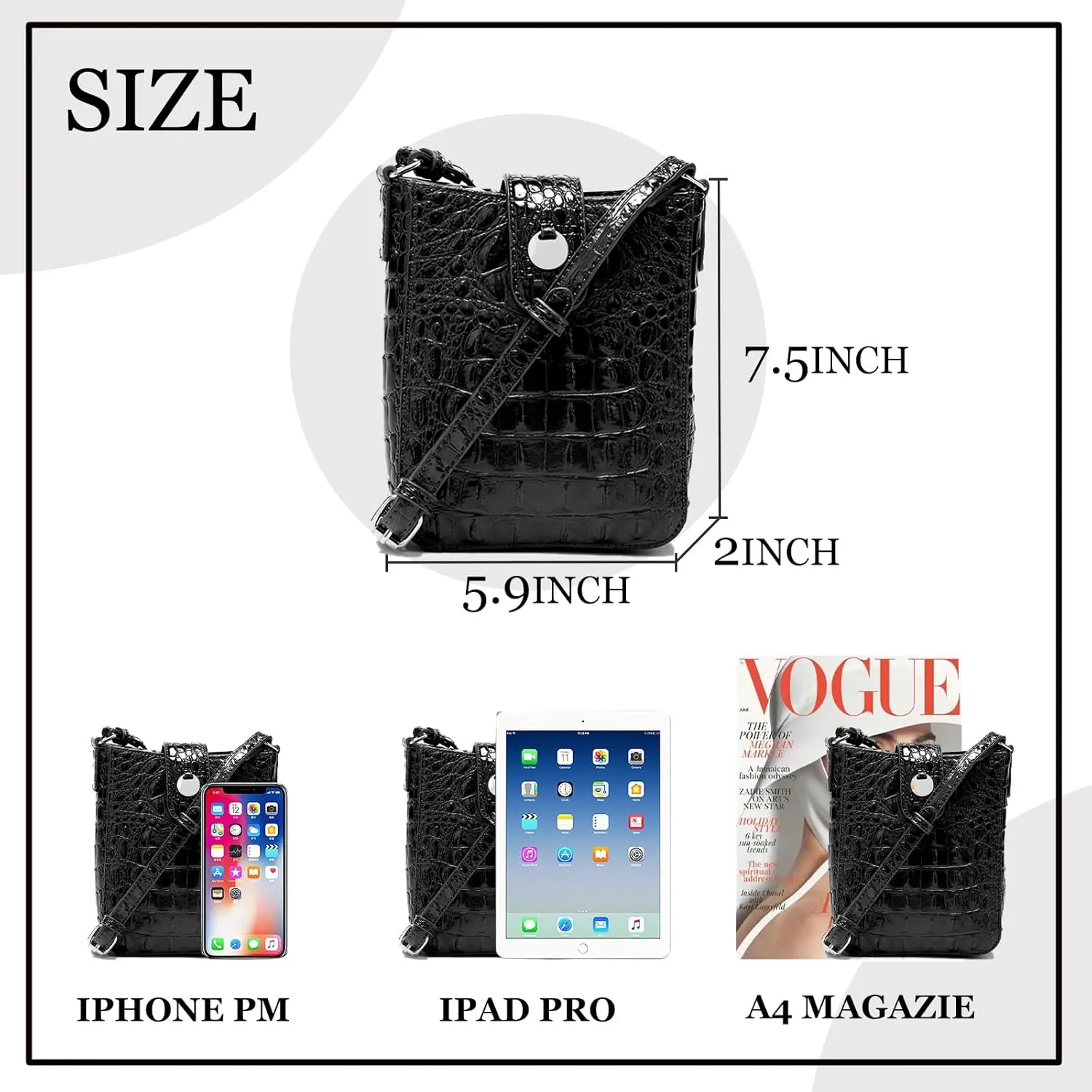 Crocodile Embossed Small Crossbody Bag Fashionable Magnetic Buckle Decoration Shoulder Women's Luxury Wallet